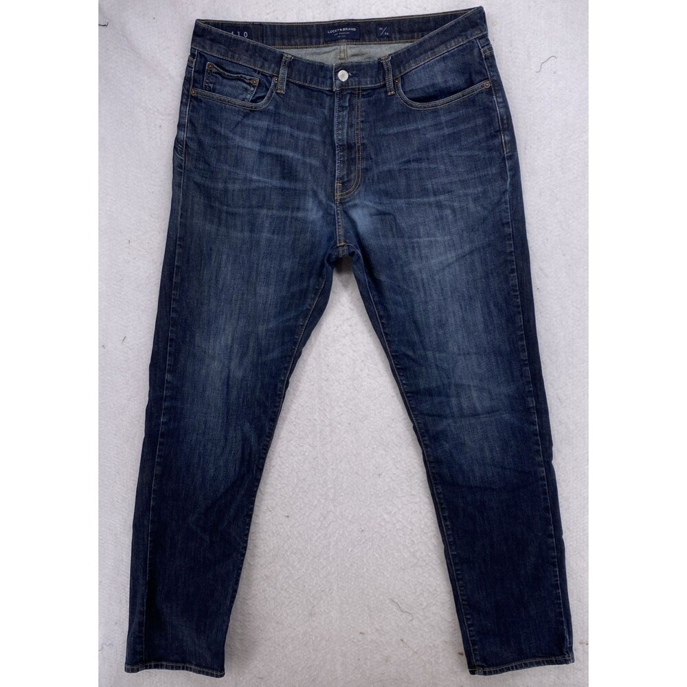 Lucky Brand 410 Athletic Slim Jeans Men's 36x34 Dark Wash Stretch Denim Blue
